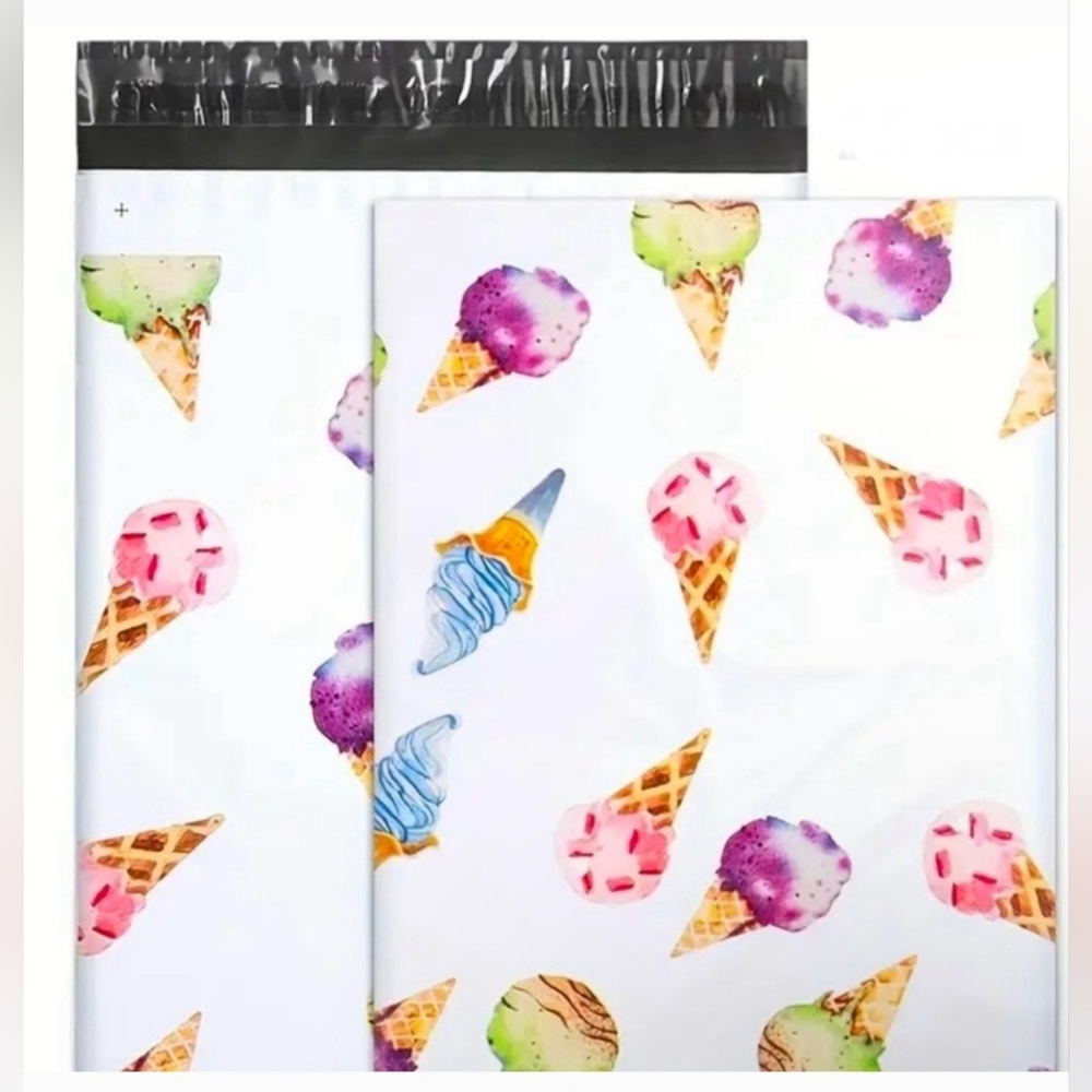 Bundle of 25 Self-sealing Polymailer size 10x13 Ice Cream Cone multi colored New